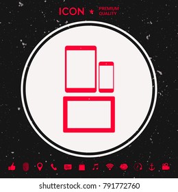Different modern personal gadgets. Tablet, phone icon