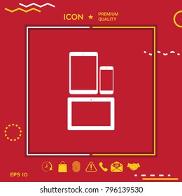 Different modern personal gadgets. Tablet, phone icon