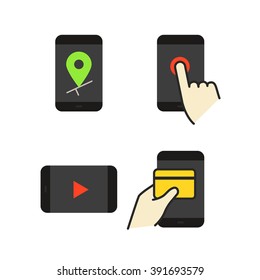 Colección de iconos planos de color para smartphones modernos