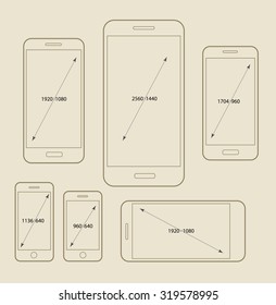 Diferentes maquetas de resoluciones de smartphone modernas. Elementos de diseño