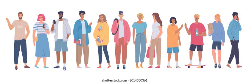 Different Modern Young People Characters Students Stock Vector (Royalty ...