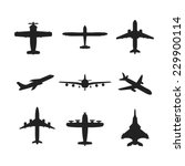 Different monochrome vector airplanes icon set