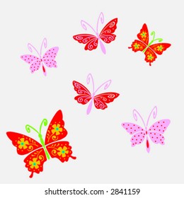 different multicolored butterflies - vector