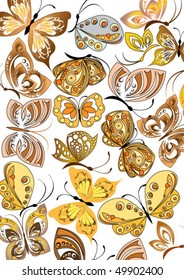 different multicolored butterflies - vector