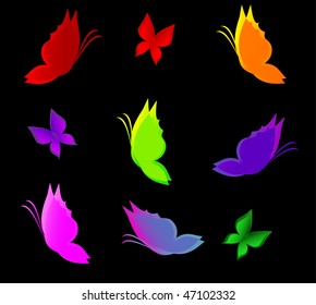 different multicolored butterflies - vector illustration