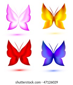 different multicolored butterflies - vector illustration
