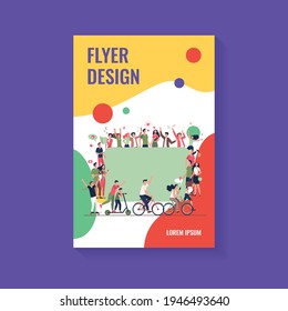 Different multicultural people in crowd flat vector illustration. Cartoon characters in social community communicating together. Population and society concept