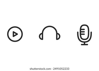 Diferentes iconos multimedia conjunto de Vector aislado sobre fondo blanco