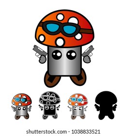 Different mushrooms vector isolated on background. Vector cartoon illustration. mushroom set character.  
