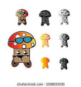 Different mushrooms vector isolated on background. Vector cartoon illustration. mushroom set character.  