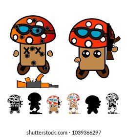 Different mushrooms vector isolated on background. Vector cartoon illustration. mushroom set character.  