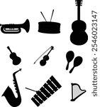 Different Musical Instruments Icons for Creative Designs