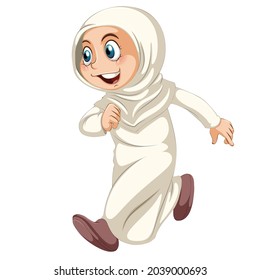 Different muslim people cartoon character isolated white background