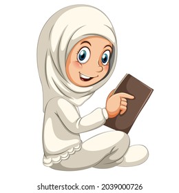 Different muslim people cartoon character isolated white background