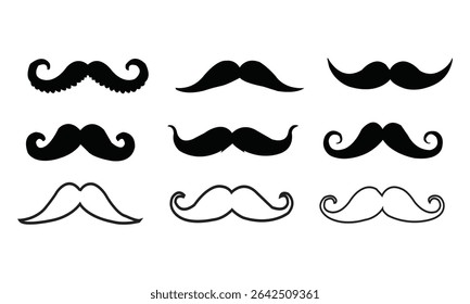 Coleção diferente de bigodes. Ilustração vetorial