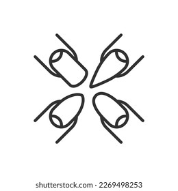 Different nail shapes, linear icon. Line with editable stroke