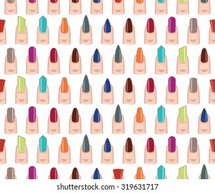 Different nails shape seamless vector pattern