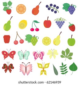 different nature objects on white background