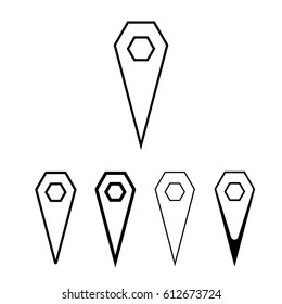 Different navigation (Gps) icons like hexahedron , thin line google map icon - vector illustration