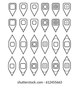 Different navigation (Gps) icons , thin line google map icon - vector illustration