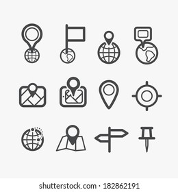 Different navigation icons set with rounded corners. Design elements