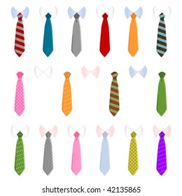 Different neck ties isolated over white background