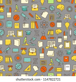 Different network app icons vector seamless pattern. Back to school