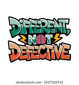 Tipografia Diferente Não Defeituosa com Elemento Cerebral para Design de T-Shirt