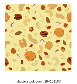 Different nuts pattern. Vector illustration