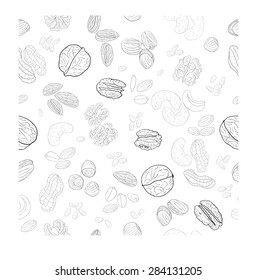 Different nuts pattern. Vector illustration