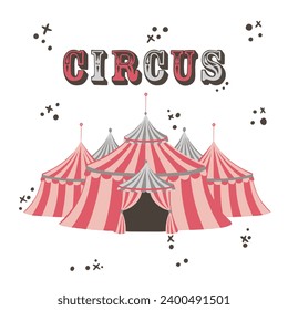 Different objects from the circus. Circus tent frame. Circus element vector illustration design. 