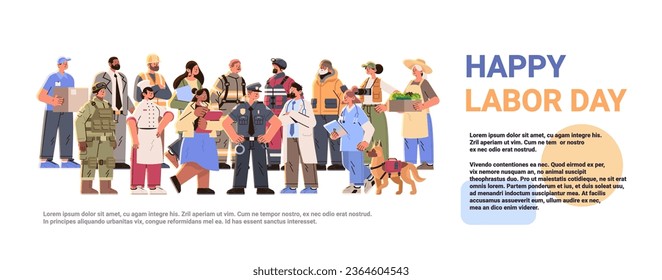 different occupation people group of diverse workers of various professions and specialists standing together happy labor day celebration concept