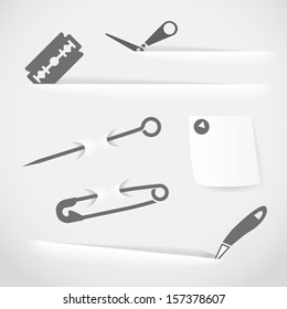 Different office cutting and clipping instruments 