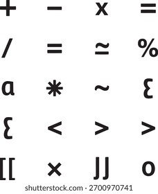 Diferentes sinais de operação da matemática