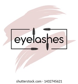 Different options for mascara brushes.Vector mascara icon. Logo for a beauty salon. Eyelash shaping. Beauty, makeup, spa salon, eyebrows, eyelashes. Stylist business card. Pink mascara brush.