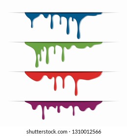 Different paint dripping, abstract blob on background. Vector illustration.