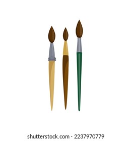 Different paintbrushes cartoon illustration. Paintbrushes flat vector illustration. Craft, art concept