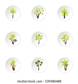 Different palm icons set. Flat illustration of 9 different palm vector icons for web