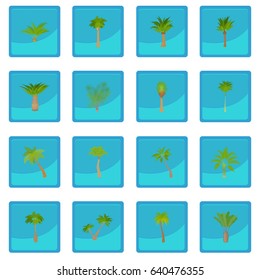 Different palm trees icon blue app for any design vector illustration