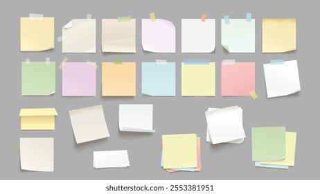 different paper memo notes in big set