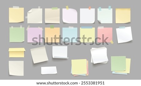 different paper memo notes in big set