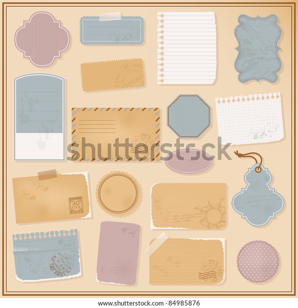 Different Paper Objects Your Design Stock Vector (royalty Free) 84985876