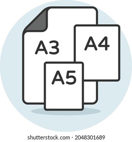 Different Paper Size Concept, Card Measurment Vector Icon Design, Offset Printing Symbol, Digital Printer Services Sign, Cmyk Color print equipment Stock illustration