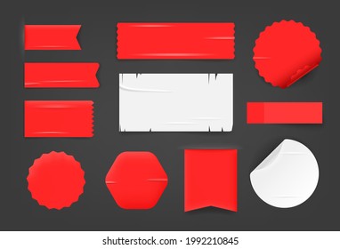 Different paper tags ang stickers vector mockups