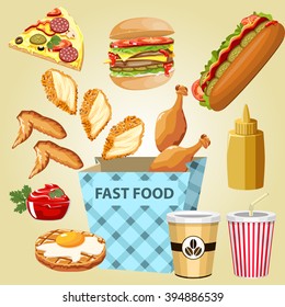 different parts chicken product fast food