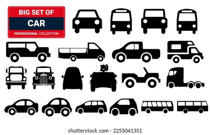 Different passenger car vector. Sedan car, universal car, hatchback, off-road, SUV, mini car, limousine