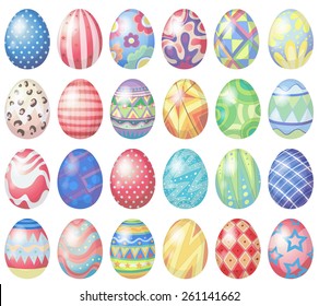 Different pattern design of painted easter eggs
