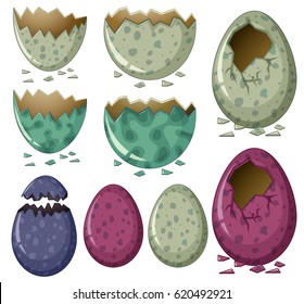 Different patterns of dinosaur eggs illustration