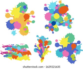 Diferentes patrones de salpicadura de acuarela en la ilustración de fondo blanco