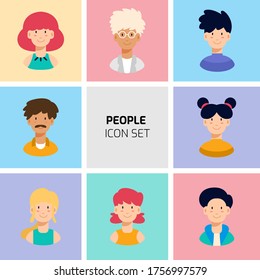 Different People Avatar Icon Set Collection. Flat cartoon vector illustration